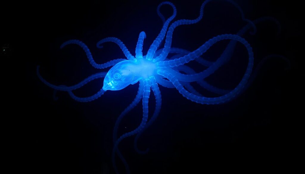 Medusa Bioluminescente em Exploração Marinha