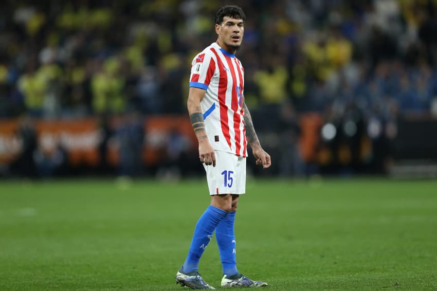 Gustavo Gómez, capitão do Paraguai, durante Brasil x Paraguai na Neo Química Arena